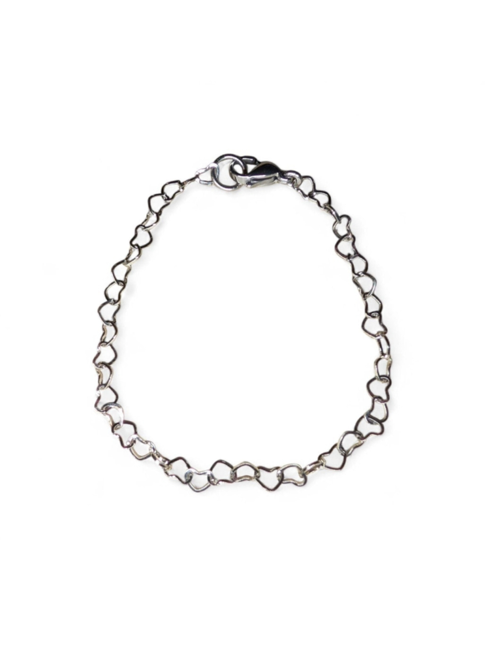 Stainless Steel Heart Chain Bracelet Dainty Heart Link 6.25" - Picture 3 of 5